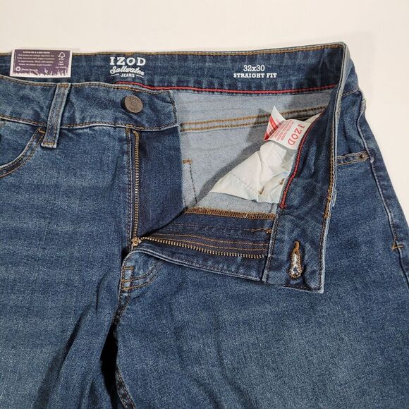 Izod Saltwater Jeans Men's 32x30 Comfort Stretch Denim Straight Leg Blue NWT - Picture 10 of 14